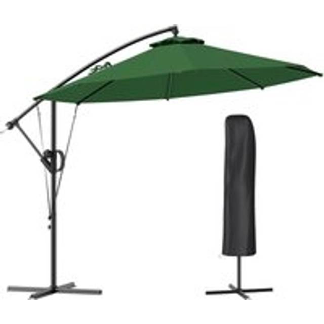 Outsunny Green Banana Cantilever Parasol with Cover and Wind Strap 3m