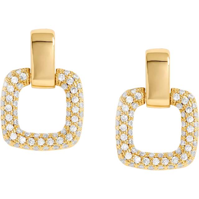 Jon Richard Gold Plated Micro Pave Door Knocker Earrings - One Size