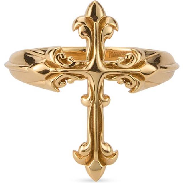 Emanuele Bicocchi - Fleury cross statement ring - unisex - 24kt Gold Plated Sterling Silver - 15
