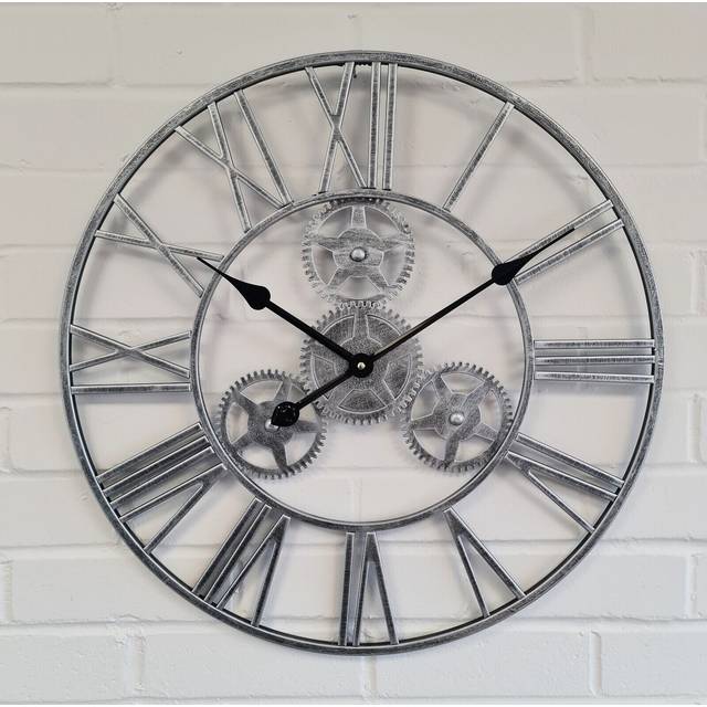 Wall clock roman large indoor numerals giant open face metal 58cm garden