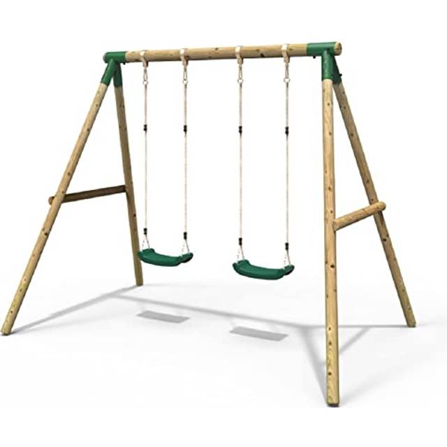 Rebo Wooden Garden Swing Set with 2 Swings - Venus Green