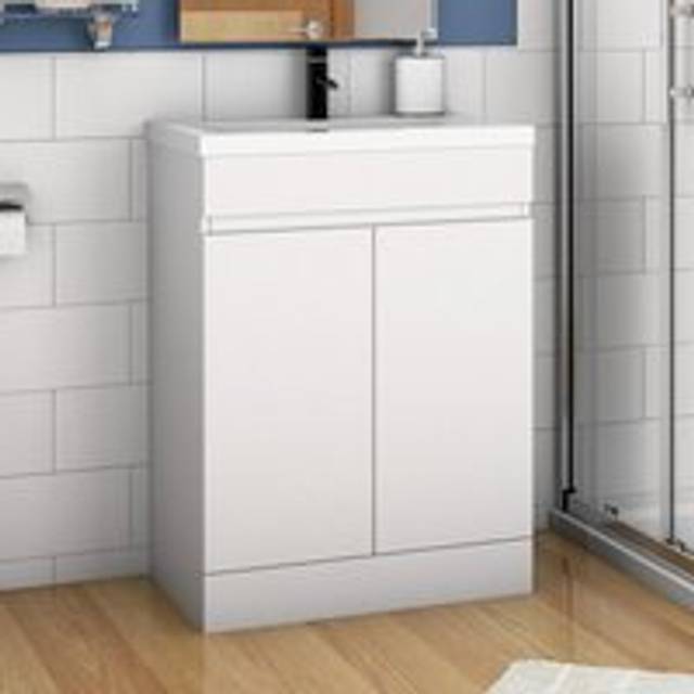 Acezanble - White Vanity Unit with Basin Sink Bathroom Furniture 500mm Freestanding Matte