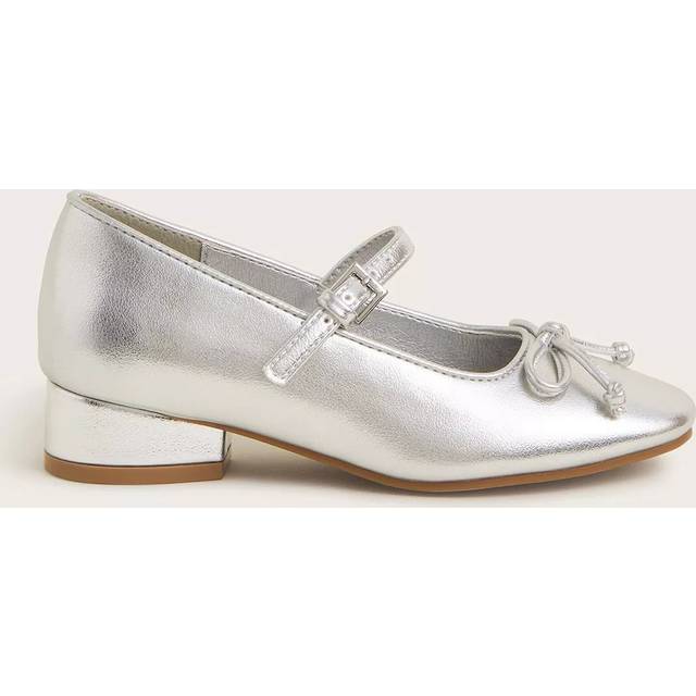 Monsoon Kids' Block Heel Ballerina Shoes, Silver