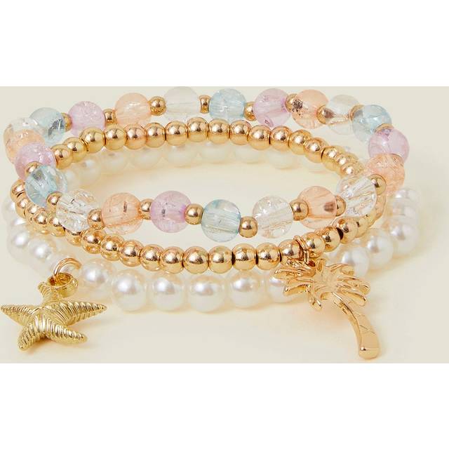 Gold 3-Pack Girls Star Fish Beaded Bracelets - Accessorize - One Size