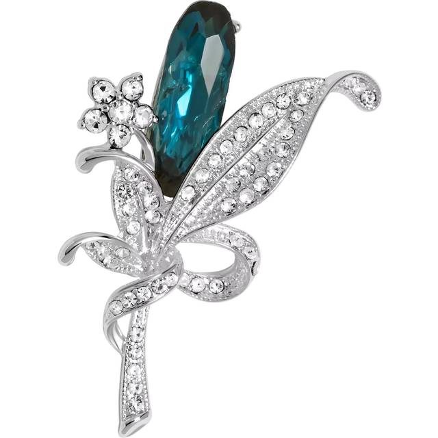 Jon Richard Silver Plated And Blue Floral Brooch - Gift Boxed, Silver, Women - Ilver