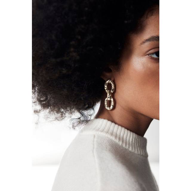 Mint Velvet Chain Link Drop Earrings, Gold
