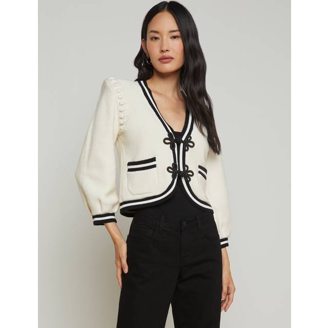 Kaito Contrast-Trim Cardigan - IVORYBLACK - X-Small