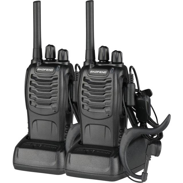 2 x Baofeng BF-88E Walkie Talkies Long Range Two Way Radio PMR 16CH w/Headsets
