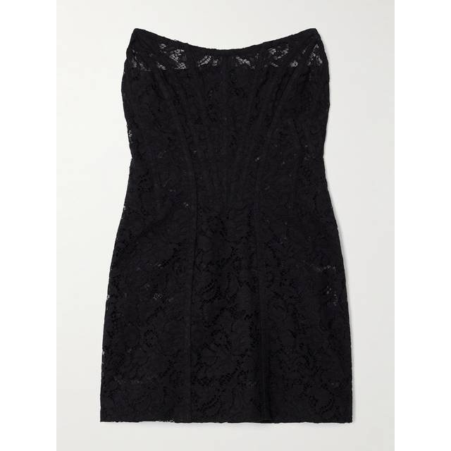 Dolce&Gabbana Floral cotton-blend lace minidress - black (UK 14)