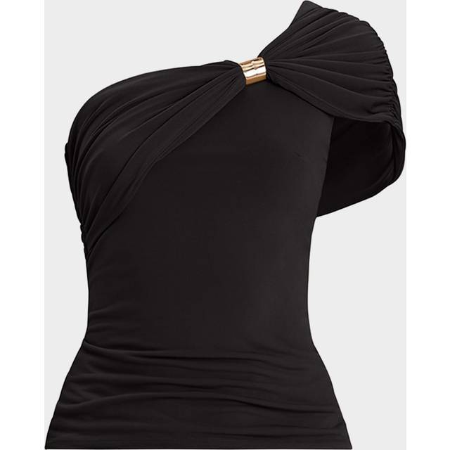Sofia One-Shoulder Drape Top - BLACK