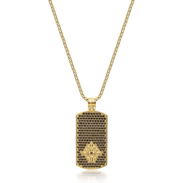 Nialaya Jewelry - pendant chain necklace - men - 18kt Gold Plated Steel/Carbon Steel - 26