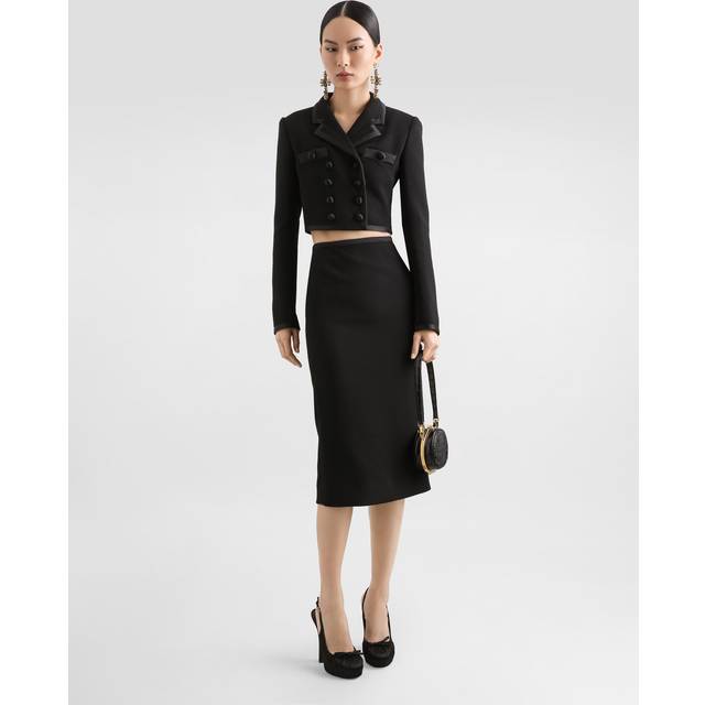 Dolce & Gabbana Wool Crepe Calf-length Pencil Dress - Woman Skirts Black 48