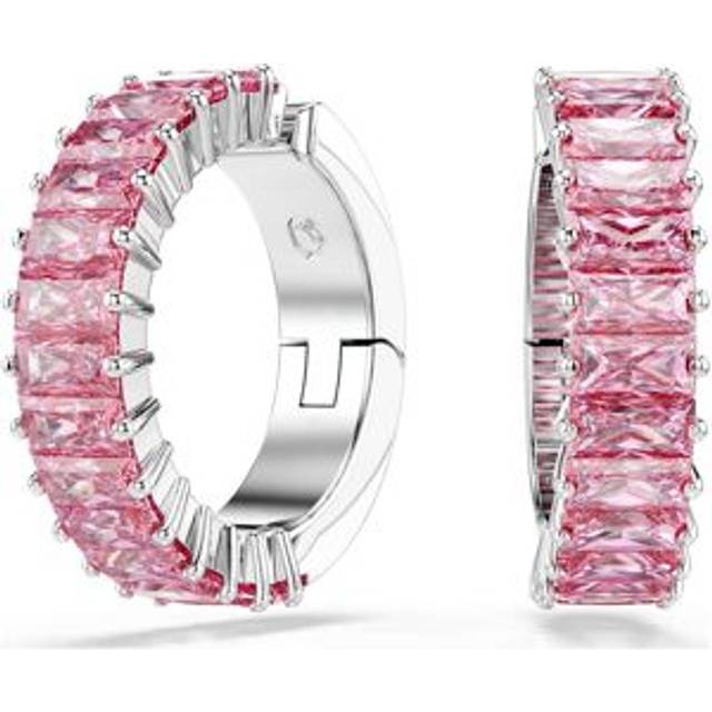 Matrix ear cuffs, Baguette cut, Rhodium plated - Pink