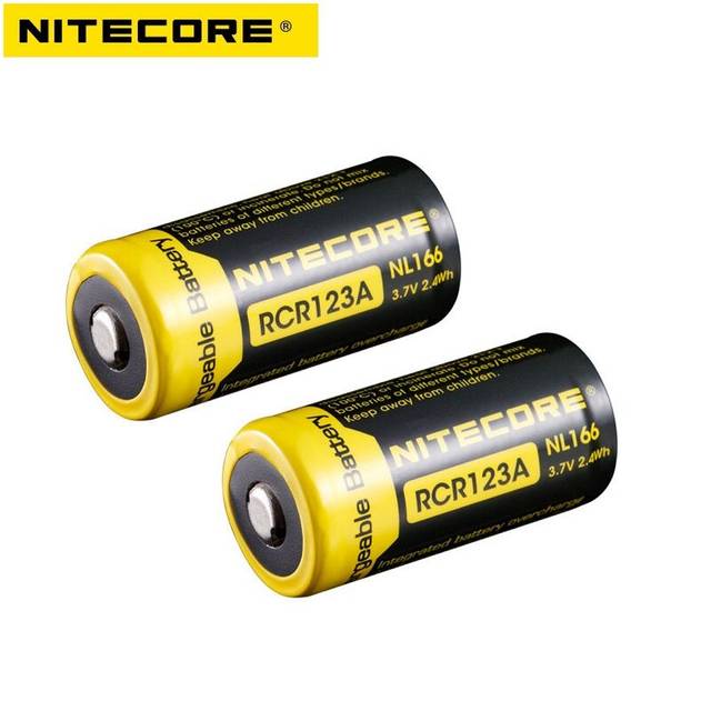 2 st nitecore nl166 rcr 123a(16340) 3.7v 650 mah 3a li-ion uppladdningsbart batteri med pcb skyddat