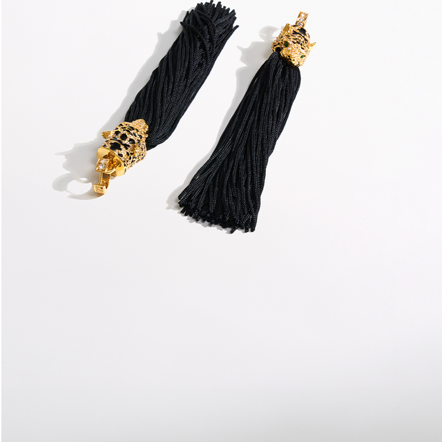 Fierce Folklore Black Tassel Earrings Gold, O/S