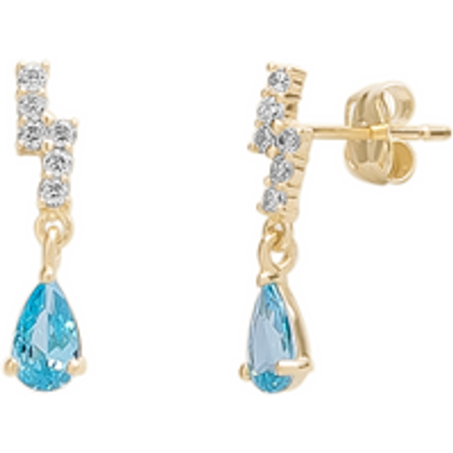 Womens Blue Topaz Lightning Bolt Earrings 9ct Solid Gold - Metallics - One Size