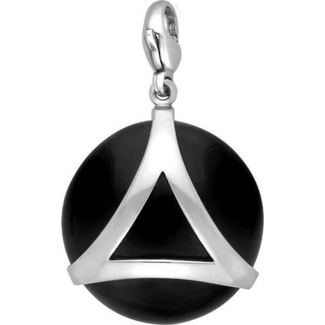 Sterling Silver Whitby Jet Disc Open Triangle Large Charm D - Silver