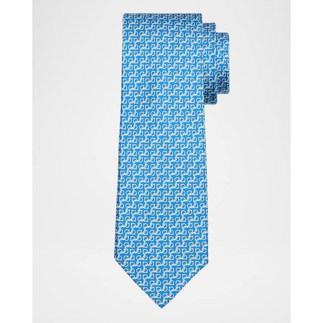 Ferragamo Men String print silk tie Blue