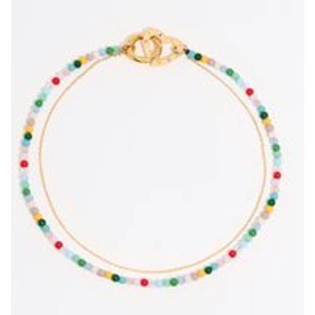 Multicolor stones double-layer chain necklace - GOLD - UN