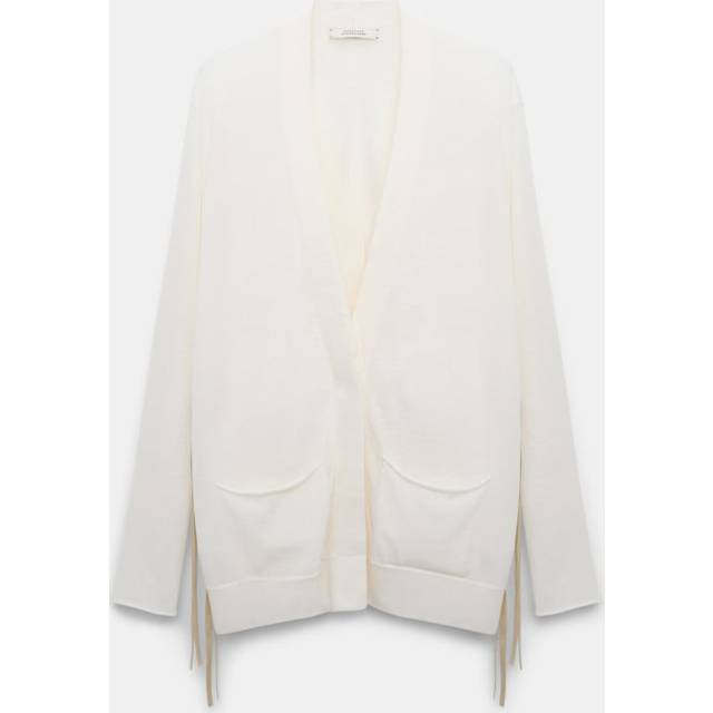 Knit cardigan with faux suede ties - white (S)