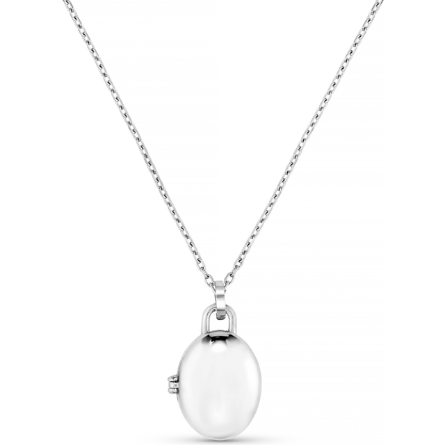 LUXE Oval Locket Necklace - Silver - Orelia LUXE