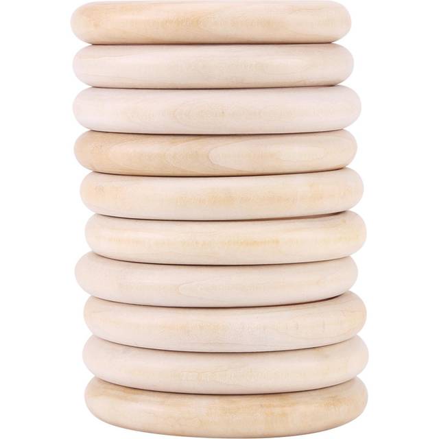 10pcs Baby Infant Natural Wood Teething Ring Teether Toy Wooden Bracelet DIY Craft svart