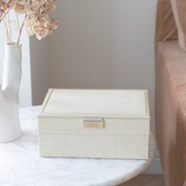 Stackers Classic Jewellery Box Set of 2 - Oatmeal & Linen - can be Engraved or Personalised