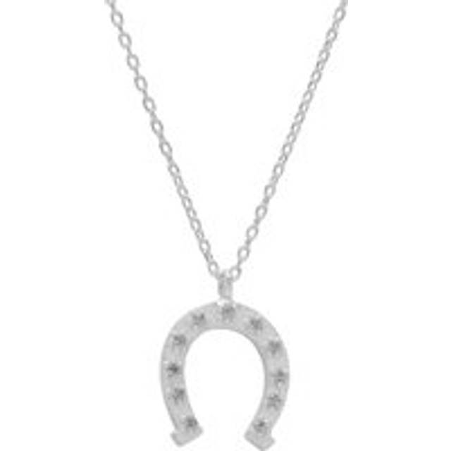 Womens Sterling Silver Horseshoe Equestrian Necklace - Grey - One Size