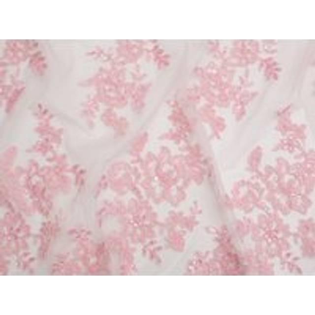 Minerva Core Range Naomi Beaded Lace Fabric Baby Pink