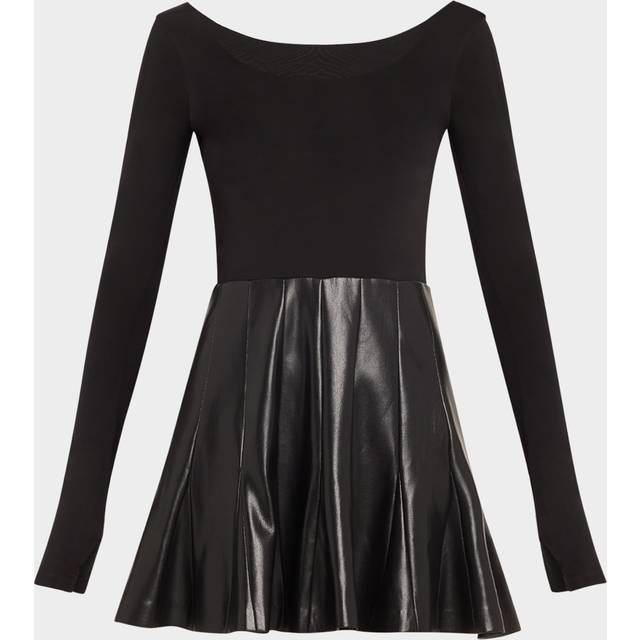 Chara Vegan Leather Long-Sleeve Pleated Mini Dress - ARDEN VGN LTHR MINI DRESS - 10