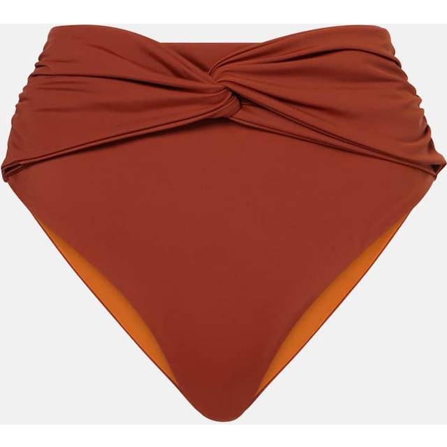 Johanna Ortiz Gathered high-rise bikini bottoms - brown (UK 8)