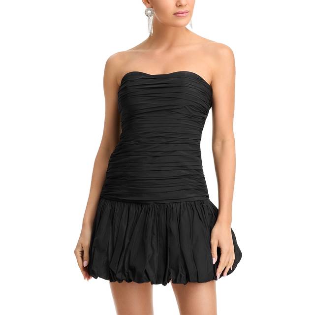 Rosanna Strapless Bubble Mini Dress - BLACK - 4