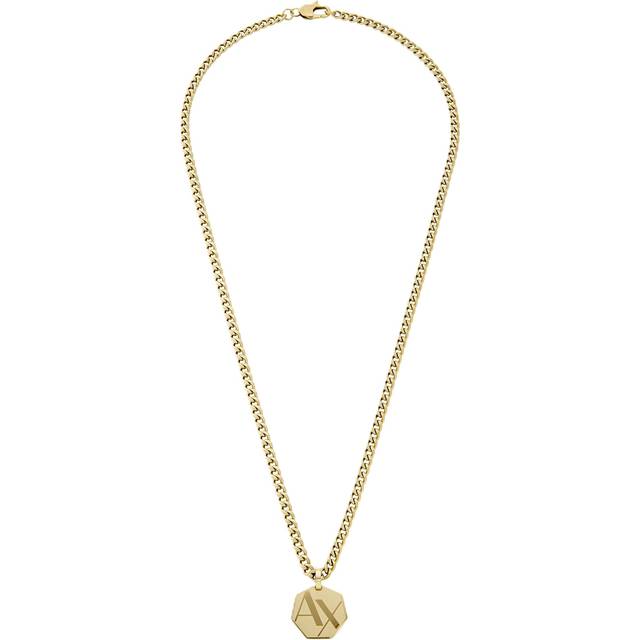 Armani Exchange Men's Gold Tone Heptagon Pendant Necklace