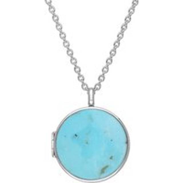 Sterling Silver Turquoise Large Round Locket
