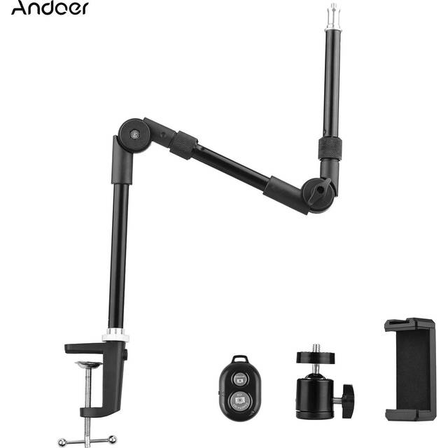 Andoer ST-01 Flexible Foldable Desk Mount Stand Metal Bracket 1/4 Inch Screw 3kg Load Capacity with black