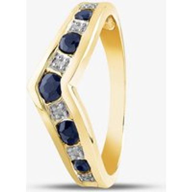 9ct Yellow Gold Sapphire & Diamond Wishbone Ring PR03026Y SA-N - Blue