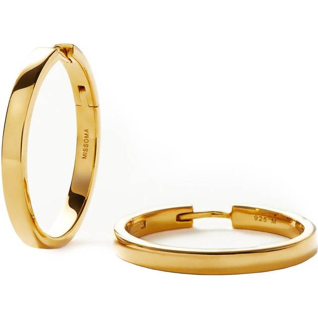 Classic Flat Medium Hoop Earrings | 18ct Gold Vermeil