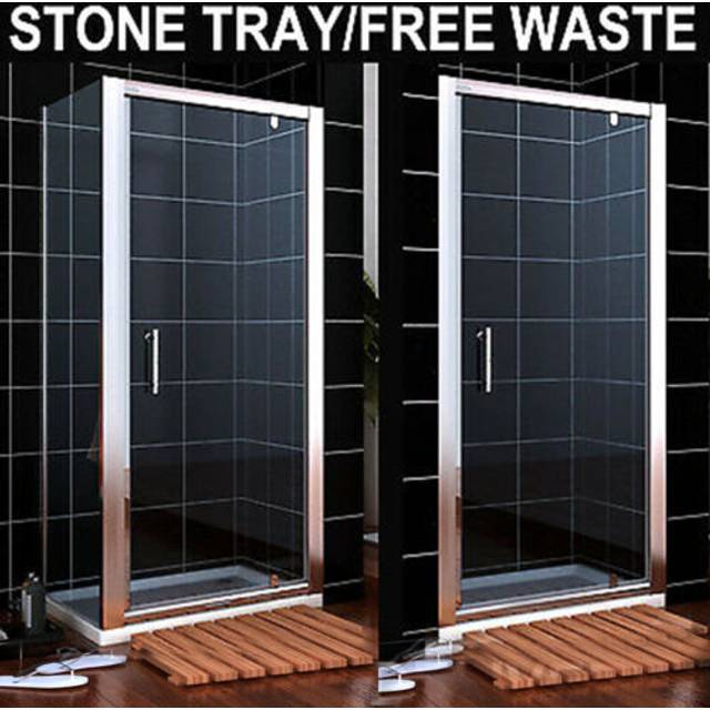 Pivot shower door enclosure and tray 6mm clear glass cubicle screen side panel