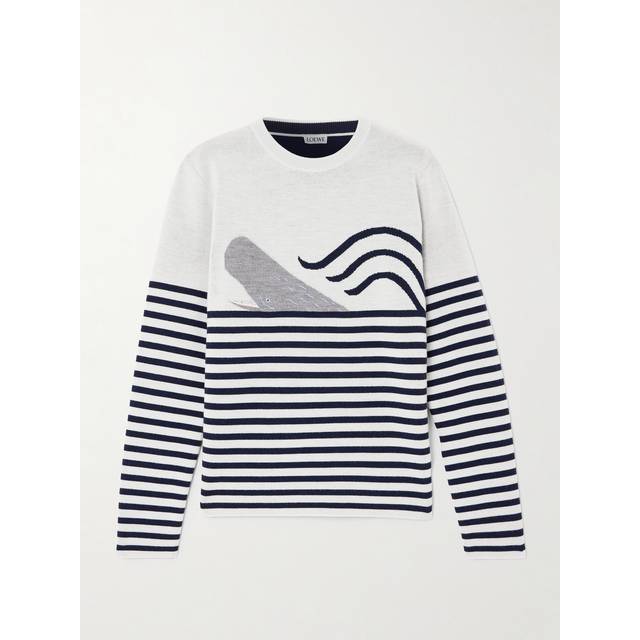 LOEWE - Embroidered Jacquard-knit Wool-blend Sweater - Off-white - x small