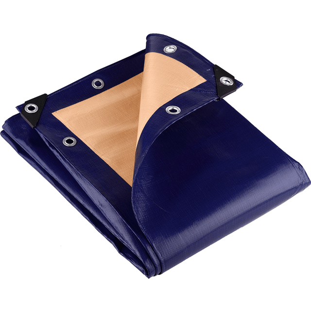 (2M x 6M) GroundMaster 350Gsm Blue/Beige Tarpaulin Heavy Duty Waterproof Groundhseet Cover