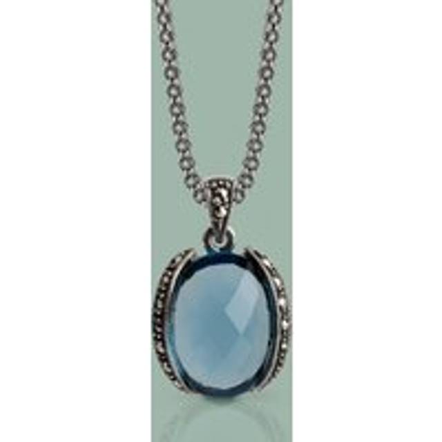 John Greed Signature Silver Marcasite & Blue Topaz CZ Necklace For Women - blue/silver