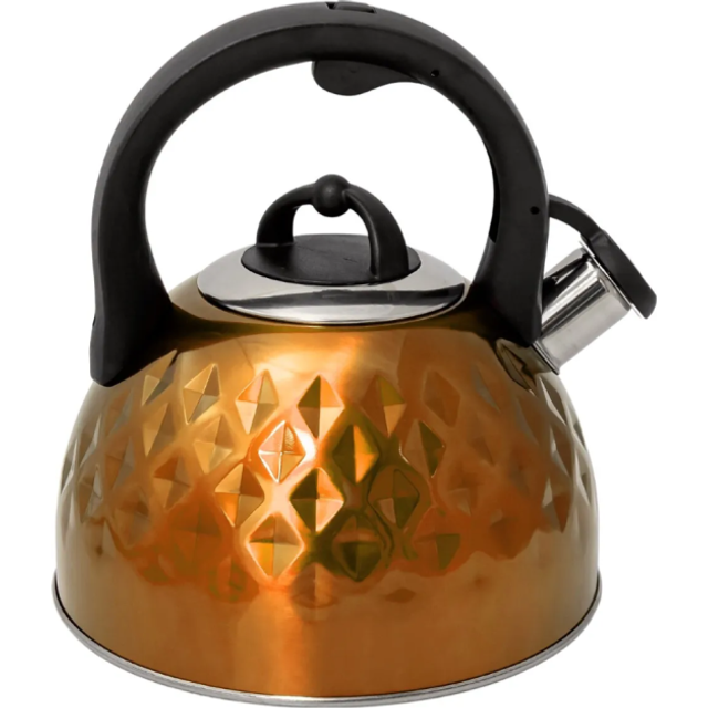 (Ginger) Stainless Steel Whistling Kettle 2.5L Camp Teapot
