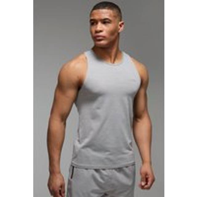 Man Active Lightweight Performance Slim Fit Marl Gym vest - Grey - XXXL