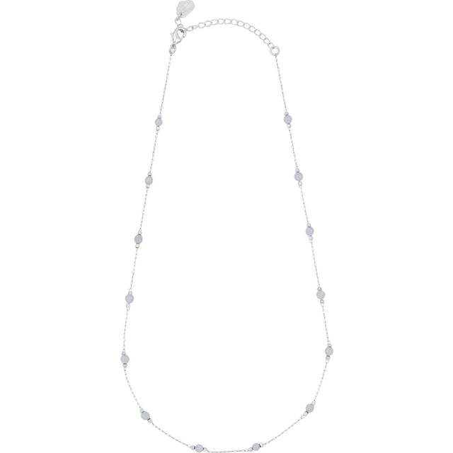 Estella Bartlett Calm Agate Paperclip Link Station Necklace, Silver