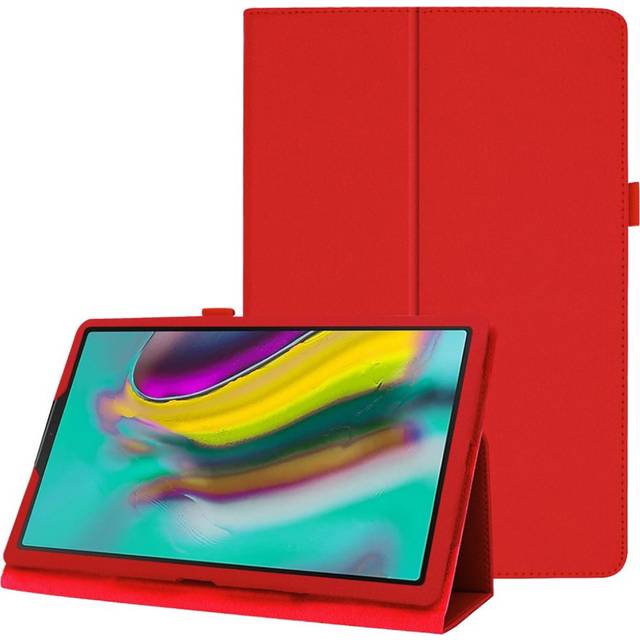 Samsung Galaxy Tab S5e litchi läderfodral - Röd