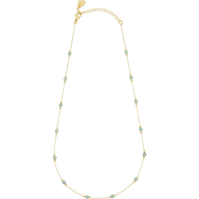Estella Bartlett Luck Amazonite Paperclip Link Station Necklace, Gold
