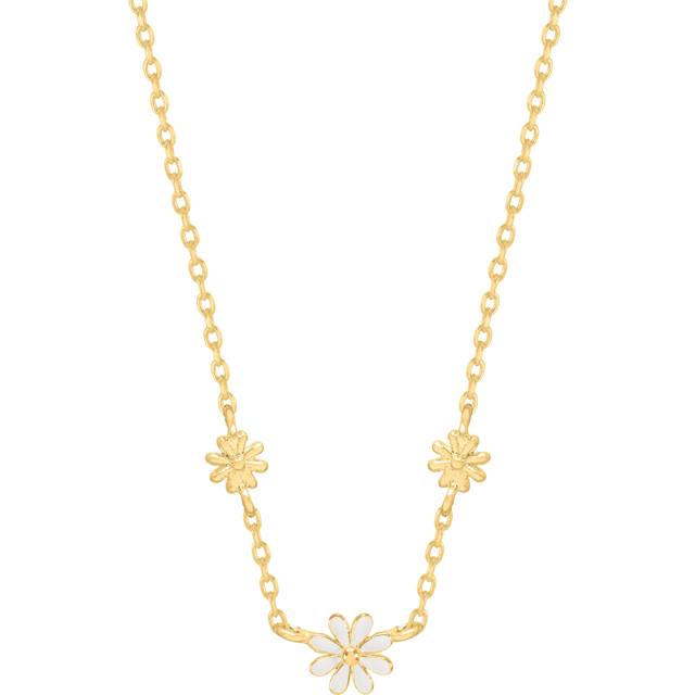 Estella Bartlett Triple Flower Enamel Collar Necklace, Gold