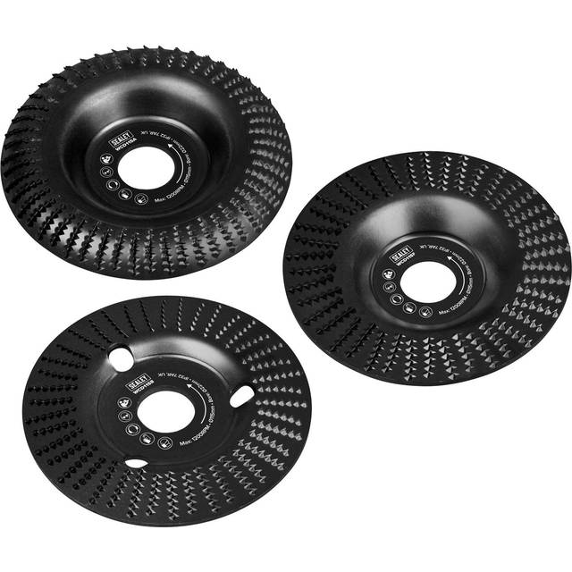 Sealey 3 Piece Wood Carving Disc Set for Angle Grinders 115mm 115mm