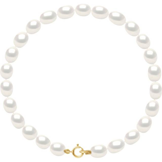 Diadema Womens - Bracelet - Real Freshwater Pearls - White - Yellow Gold - One Size