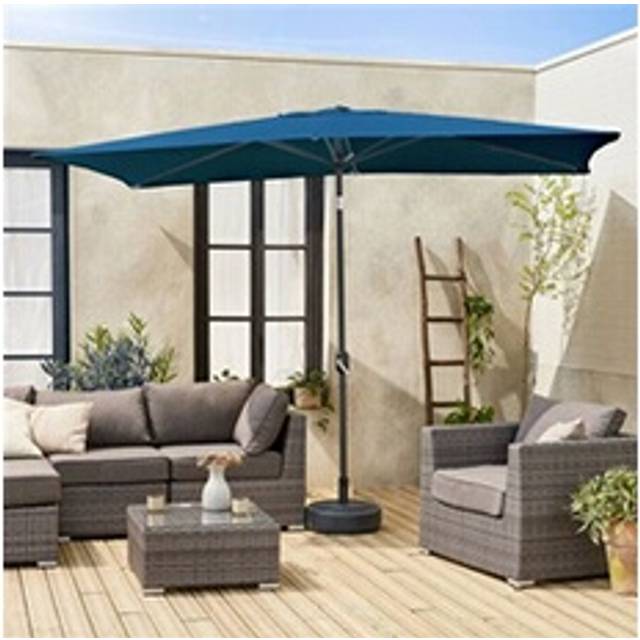 2x3m rectangular centre pole parasol, Touquet, Duck Blue, 300x198x243 cm